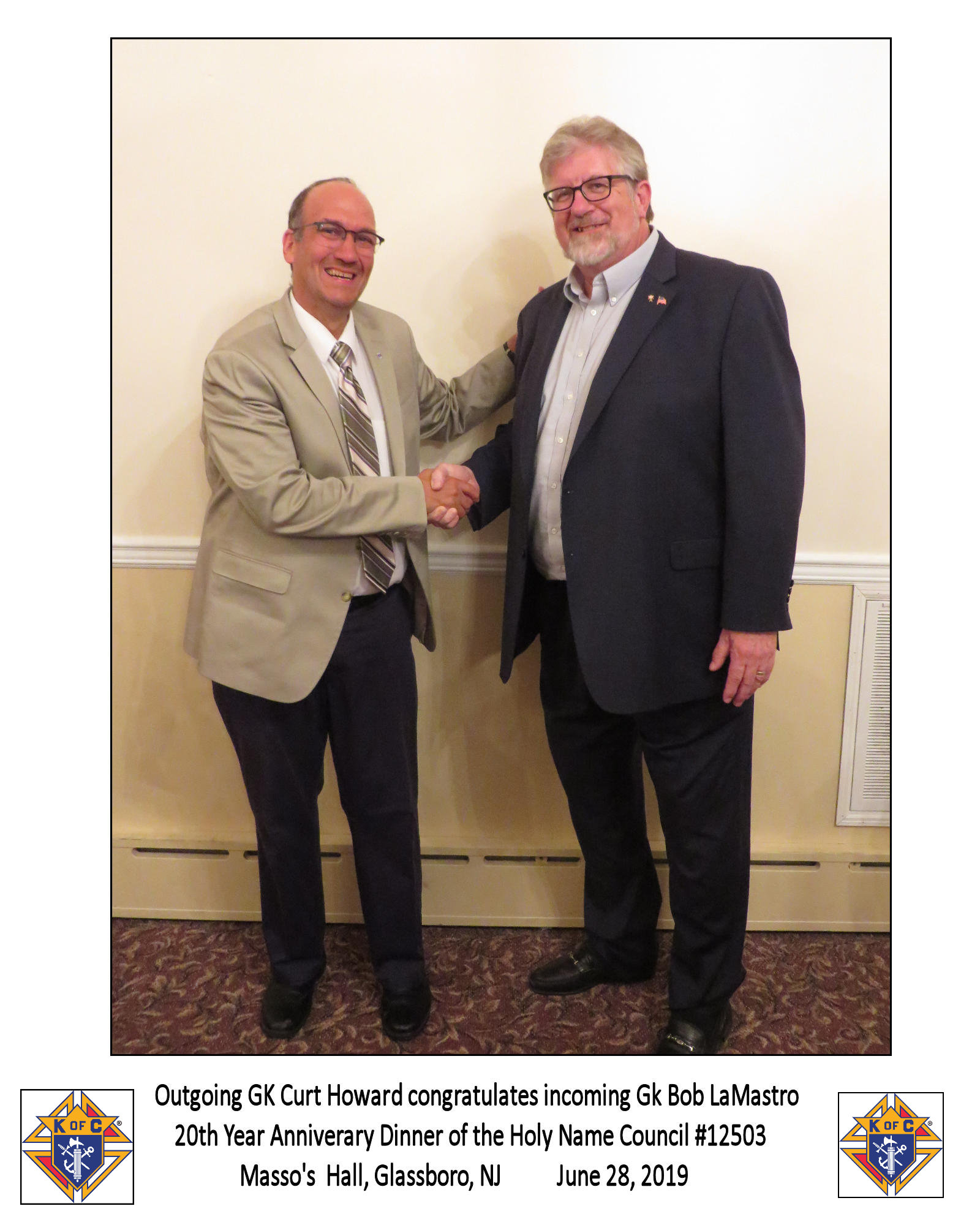 2019 - PGK Curt Howard passes the Council Reins over to GK Bob LaMastro